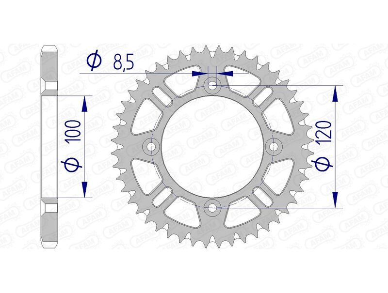 AFAM Ultraleichtes selbstreinigendes Aluminiumritzel hinten 15104 - 428