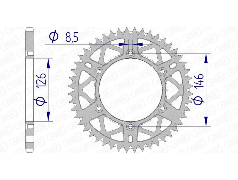 AFAM Ultraleichtes selbstreinigendes Aluminiumritzel hinten 15203 - 520