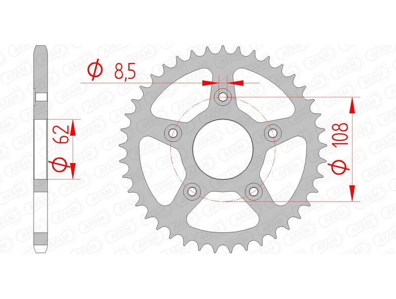 AFAM Standard Stahlritzel hinten 44203 - 520