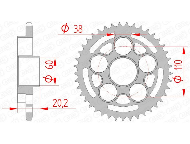 AFAM Standard Stahlritzel hinten 50614 - 520