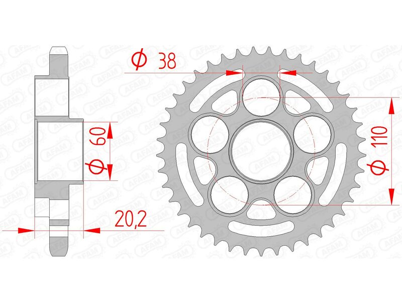 AFAM Standard Stahlritzel hinten 50800 - 525
