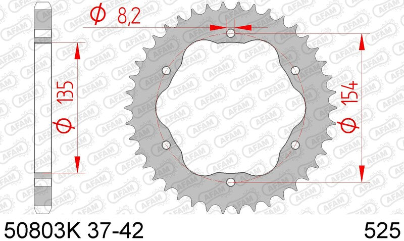 AFAM Standard Stahl Kettenrad hinten 50803K - 525 - Benötigt einen AFAM-Kronenhalter