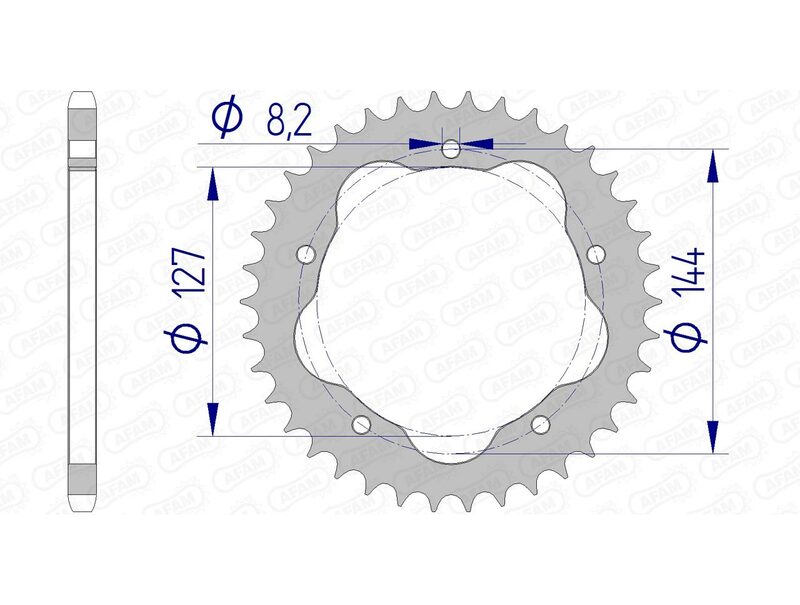 AFAM Aluminium Kettenrad hinten 51607 - 520 - Benötigt einen AFAM-Kronenhalter