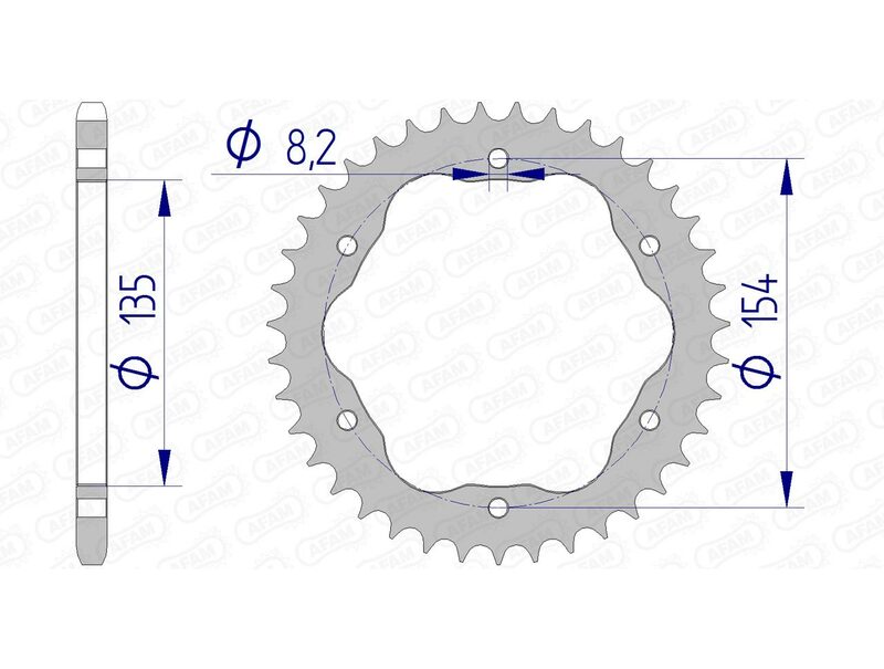 AFAM Aluminium Kettenrad hinten 51804 - 520 - Benötigt einen AFAM-Kronenhalter