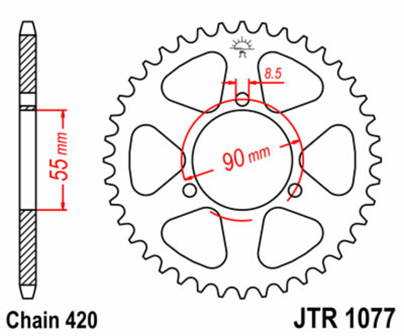JT SPROCKETS Standard Stahlritzel hinten 1077 - 420