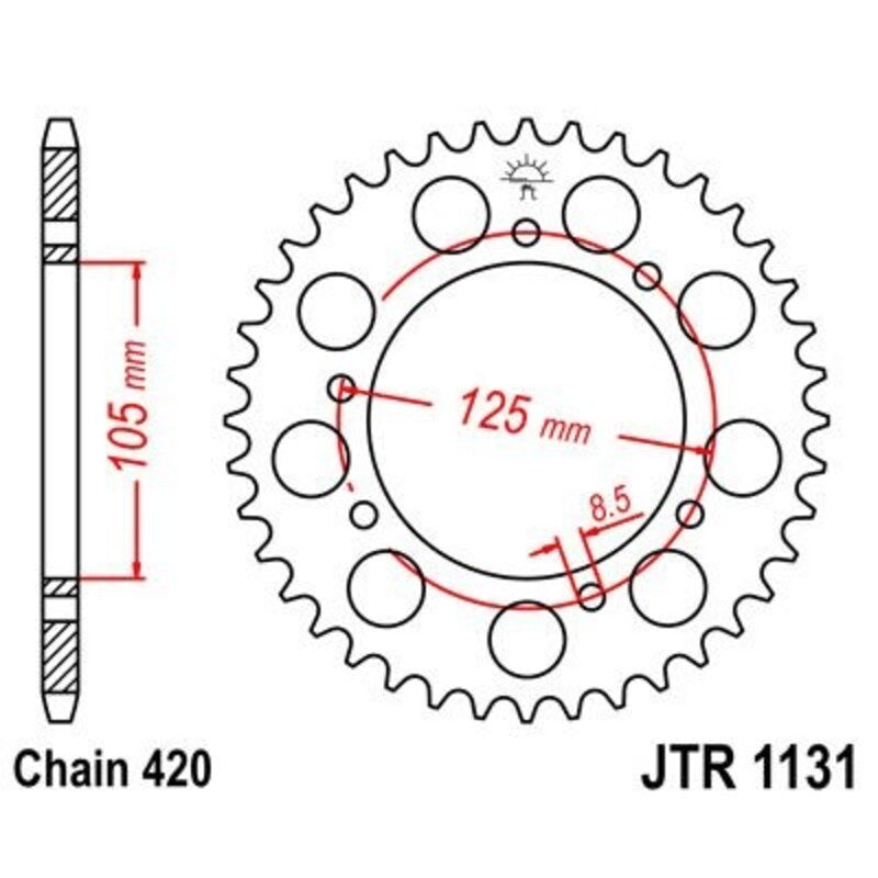 JT SPROCKETS Stahl-Standard-Kettenrad1131 - 420