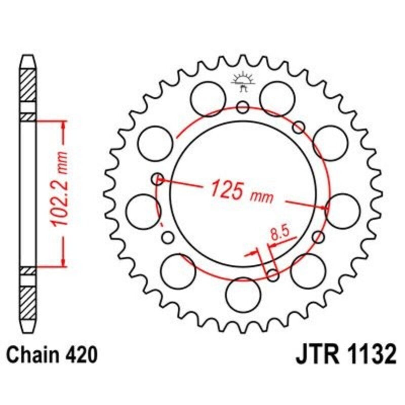 JT SPROCKETS Stahl-Standard-Kettenrad1132 - 420