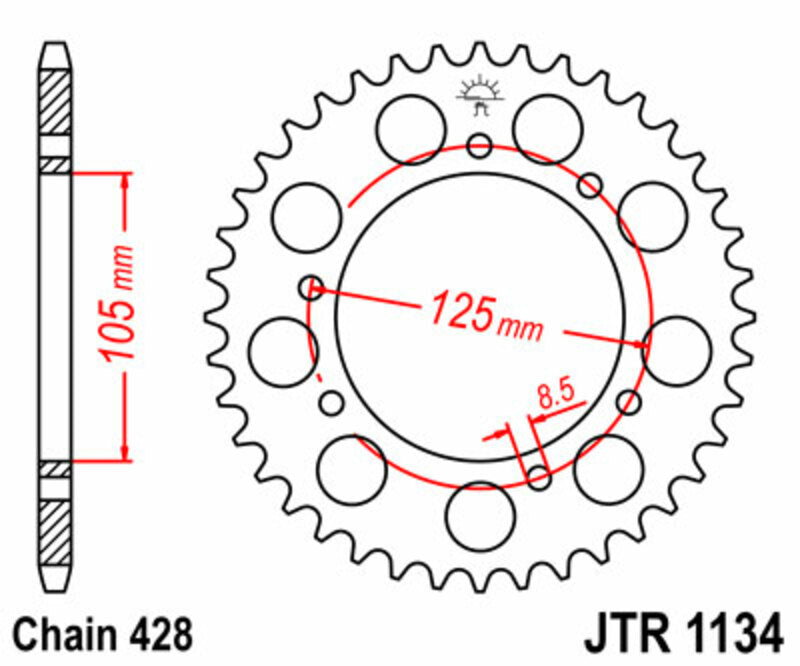 JT SPROCKETS Standard Stahlritzel hinten 1134 - 428