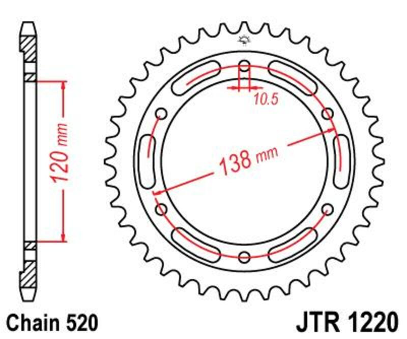 JT SPROCKETS Standard Stahlritzel hinten 1220 - 520