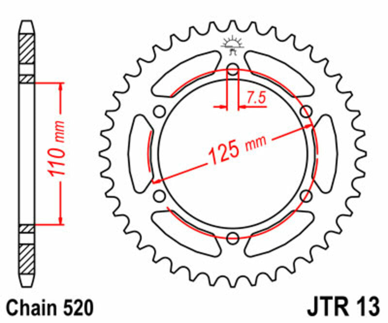 JT SPROCKETS Standard Stahlritzel hinten 13 - 520