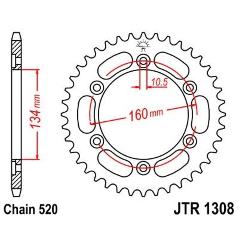 JT SPROCKETS Stahl-Standard-Kettenrad1308 - 520