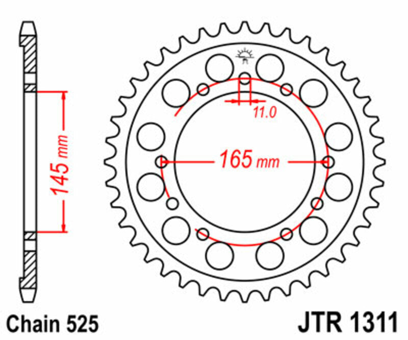 JT SPROCKETS Standard Stahlritzel hinten 1311 - 525