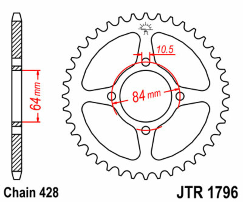 JT SPROCKETS Standard Stahlritzel hinten 1796 - 428