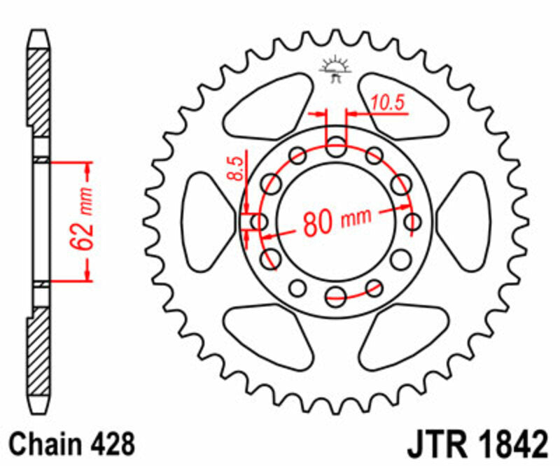 JT SPROCKETS Standard Stahlritzel hinten 1842 - 428