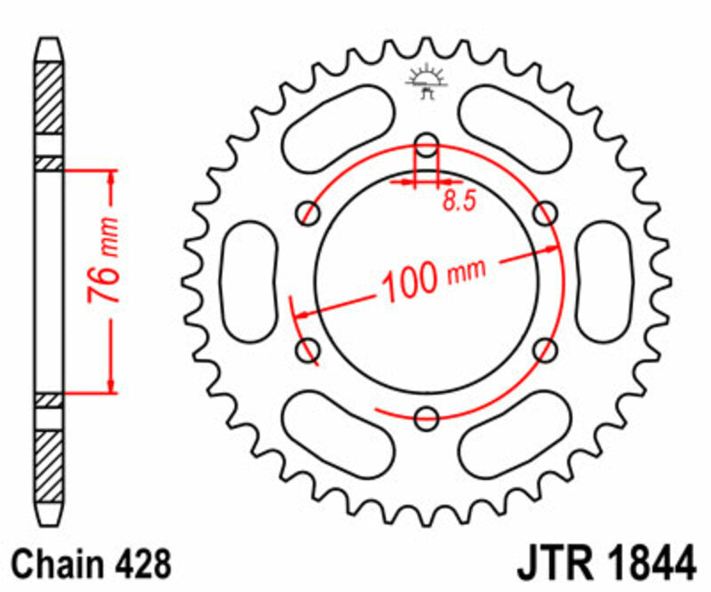 JT SPROCKETS Standard Stahlritzel hinten 1844 - 428