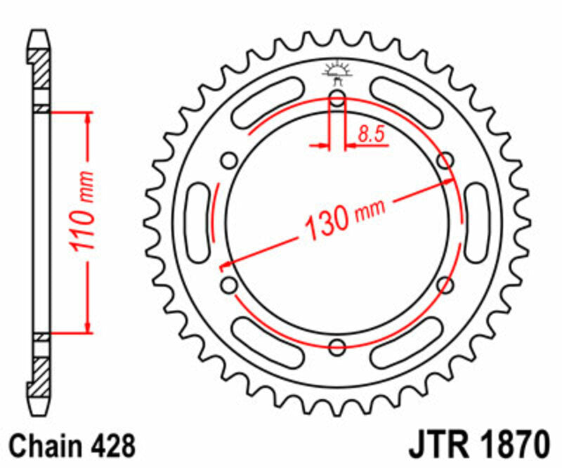 JT SPROCKETS Standard Stahlritzel hinten 1870 - 428
