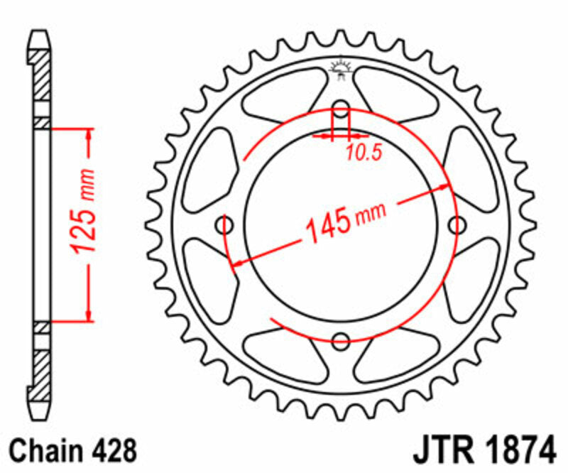JT SPROCKETS Standard Stahlritzel hinten 1874 - 428
