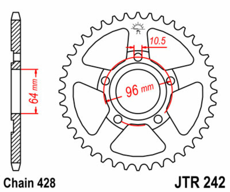 JT SPROCKETS Standard Stahlritzel hinten 242 - 428