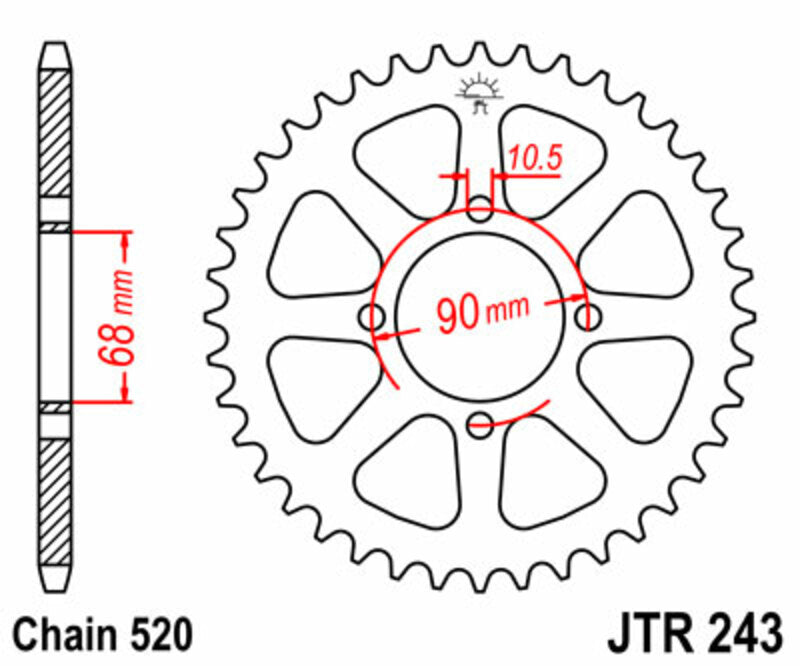 JT SPROCKETS Standard Stahlritzel hinten 243 - 520