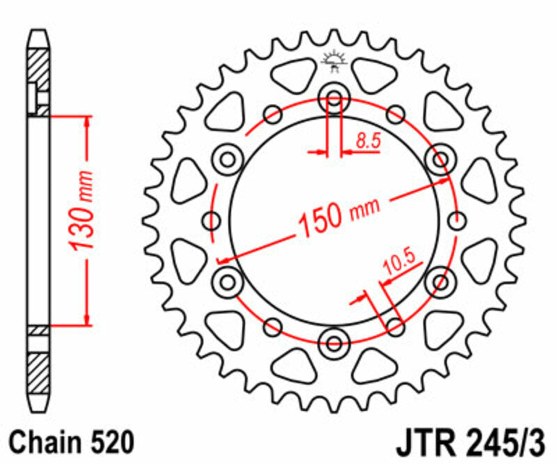 JT SPROCKETS Standard Stahlritzel hinten 245/3 - 520