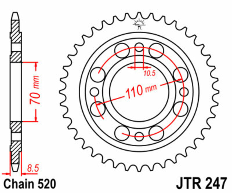 JT SPROCKETS Standard Stahlritzel hinten 247 - 520