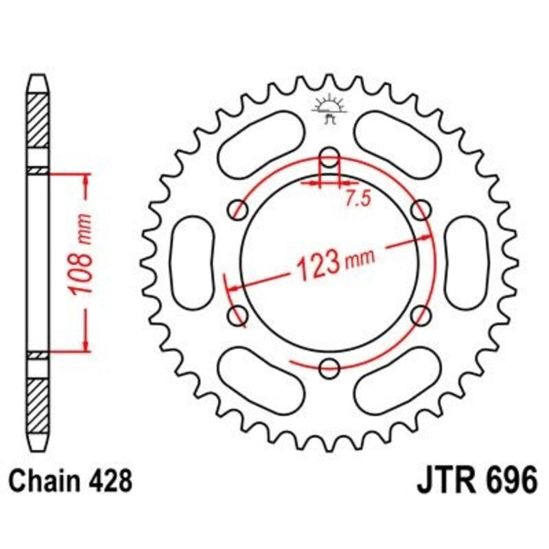 JT SPROCKETS Stahl-Standard-Kettenrad696 - 428