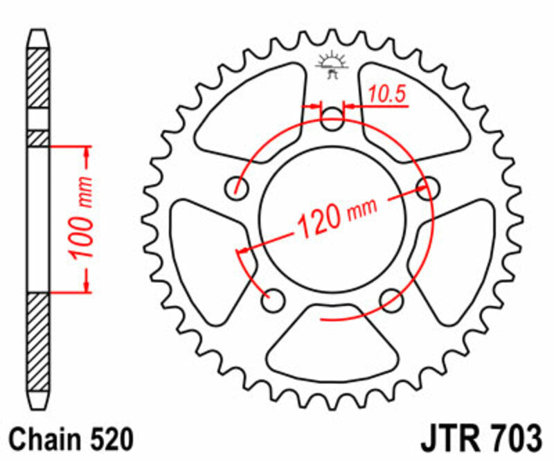 JT SPROCKETS Standard Stahlritzel hinten 703 - 520