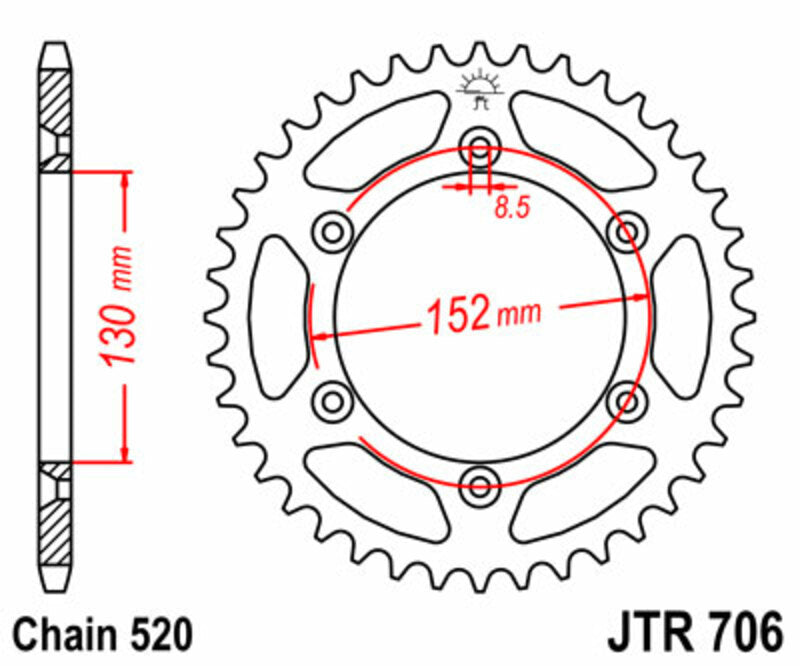 JT SPROCKETS Standard Stahlritzel hinten 706 - 520