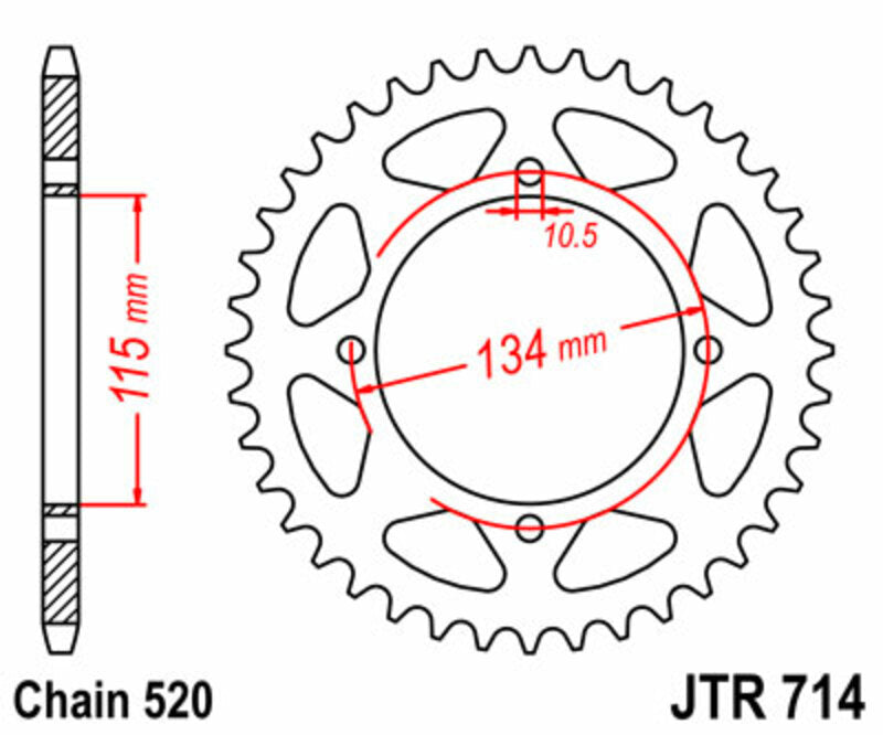 JT SPROCKETS Standard Stahlritzel hinten 714 - 520