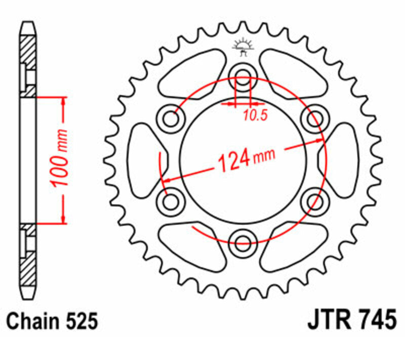 JT SPROCKETS Standard Stahlritzel hinten 745 - 525
