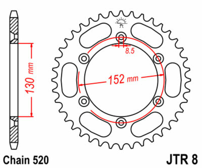 JT SPROCKETS Standard Stahlritzel hinten 8 - 520
