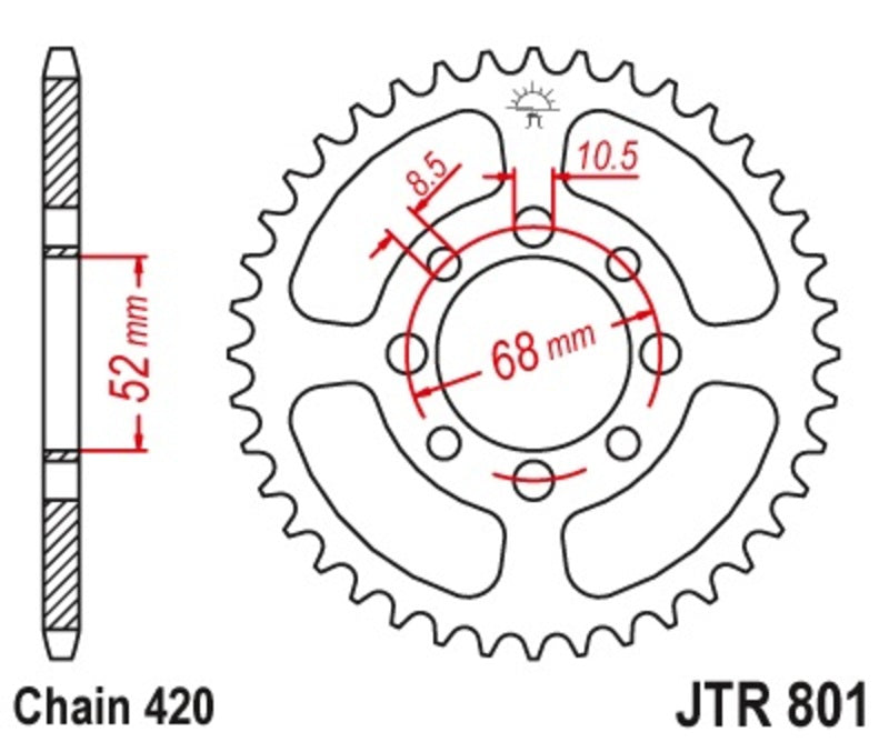JT SPROCKETS Standard Stahlritzel hinten 801 - 420