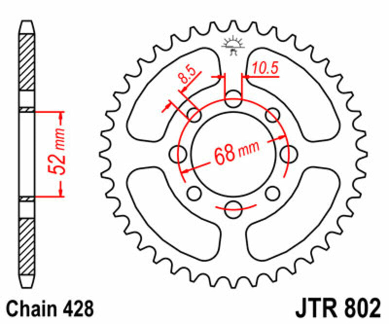 JT SPROCKETS Standard Stahlritzel hinten 802 - 428