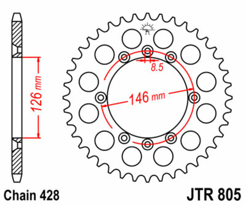 JT SPROCKETS Standard Stahlritzel hinten 805 - 428