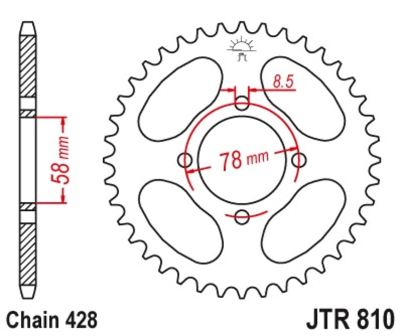 JT SPROCKETS Stahl-Standard-Kettenrad810 - 428