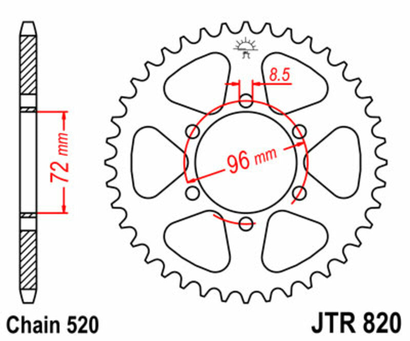 JT SPROCKETS Standard Stahlritzel hinten 820 - 520