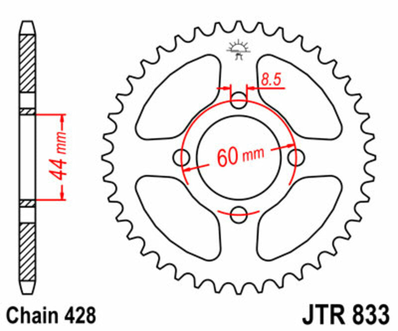 JT SPROCKETS Standard Stahlritzel hinten 833 - 428
