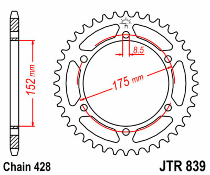 JT SPROCKETS Standard Stahlritzel hinten 839 - 428