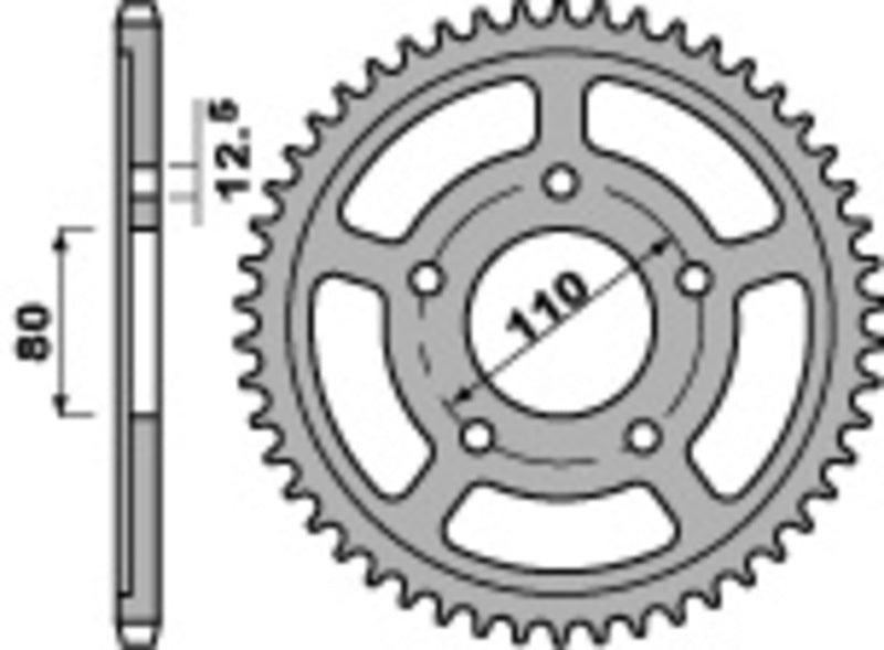 PBR Standard Kettenrad C45 Stahl 336 - 630