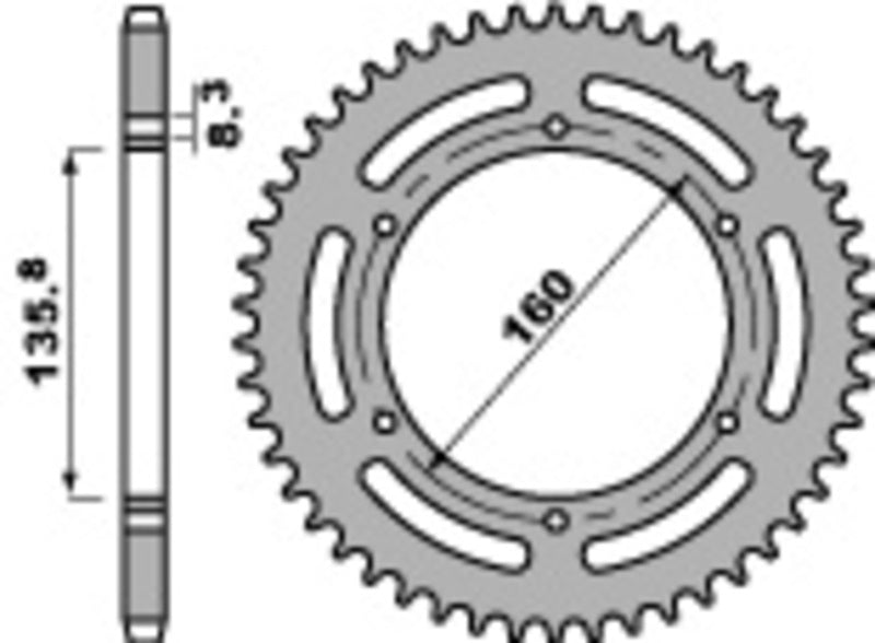 PBR Standard Kettenrad C45 Stahl 3552 - 520