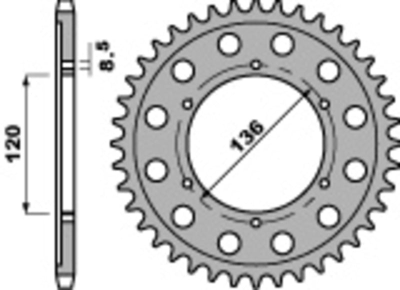 PBR Standard Kettenrad C45 Stahl 4324 - 428