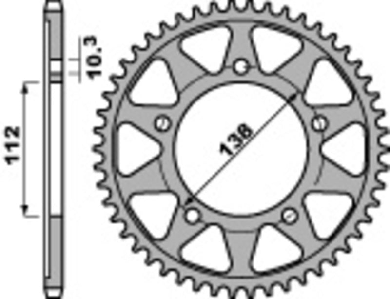 PBR Standard Kettenrad C45 Stahl 4383 - 530