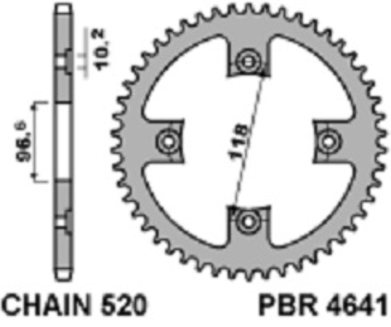 PBR Standard Kettenrad C45 Stahl 4641 - 520