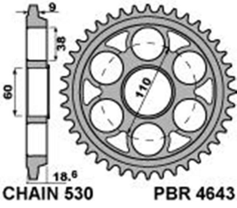 PBR Gehärtetes Kettenrad C45 Stahl 4643 - 530