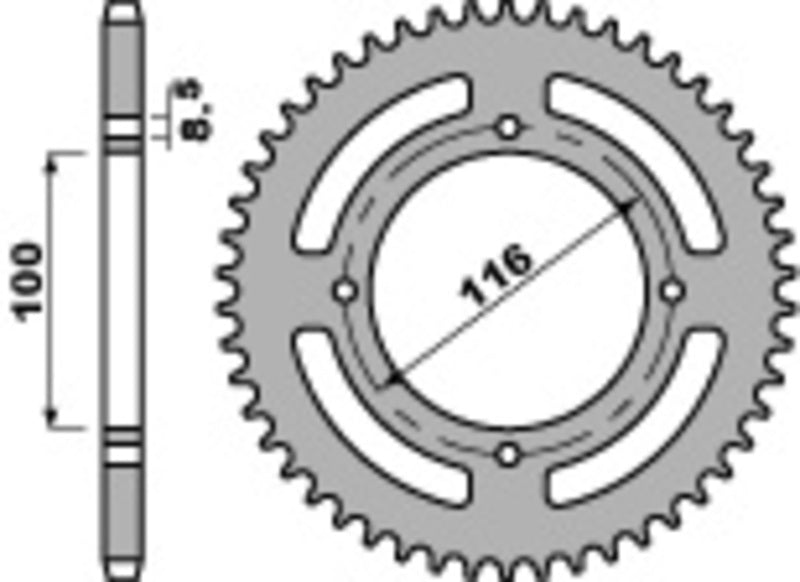 PBR Standard Kettenrad C45 Stahl 467 - 420