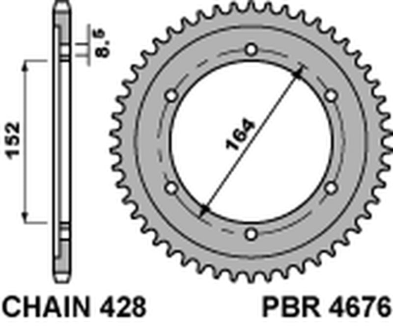 PBR Standard Kettenrad C45 Stahl 4676 - 428