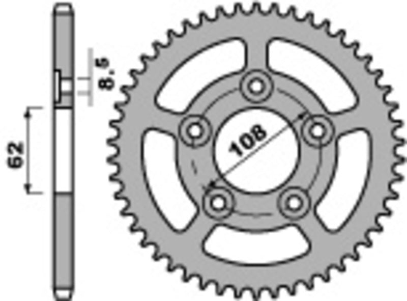 PBR Standard Kettenrad C45 Stahl 714 - 520
