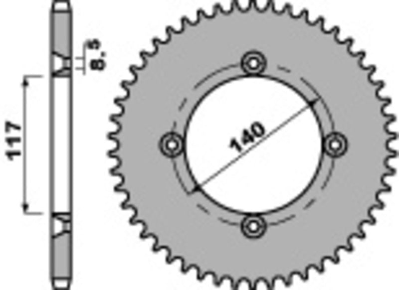 PBR Standard Kettenrad C45 Stahl 831 - 428