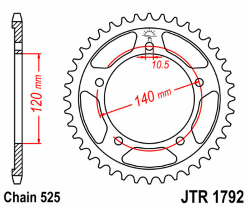 JT SPROCKETS Standard Stahlritzel hinten 1792 - 525