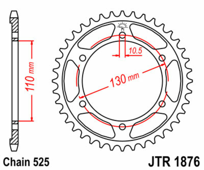 JT SPROCKETS Standard Kettenrad hinten 1876 - 525